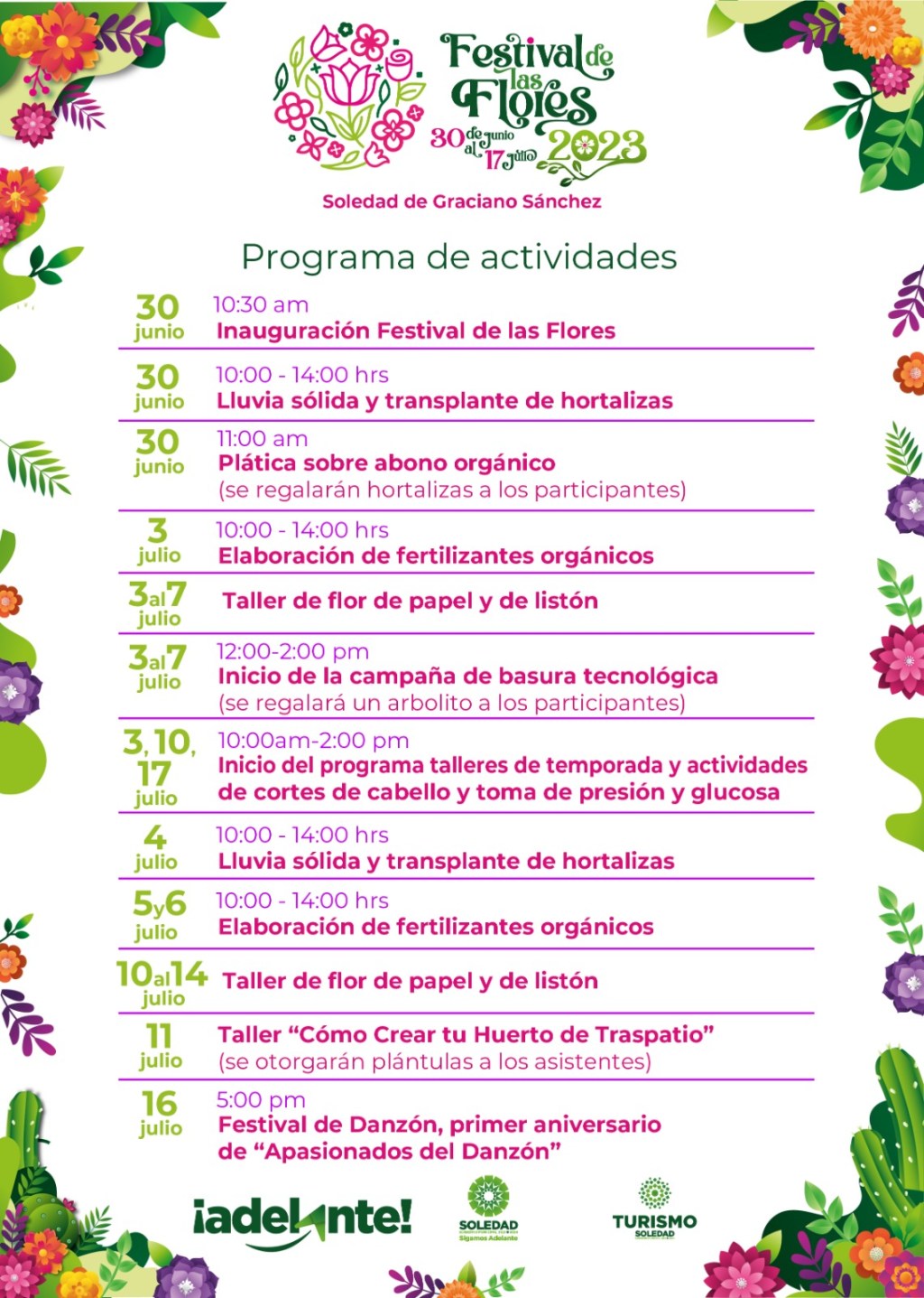 TALLERES TEMÁTICOS ENGALAN “FESTIVAL DE LAS FLORES 2023”, EN&nbsp;SOLEDAD