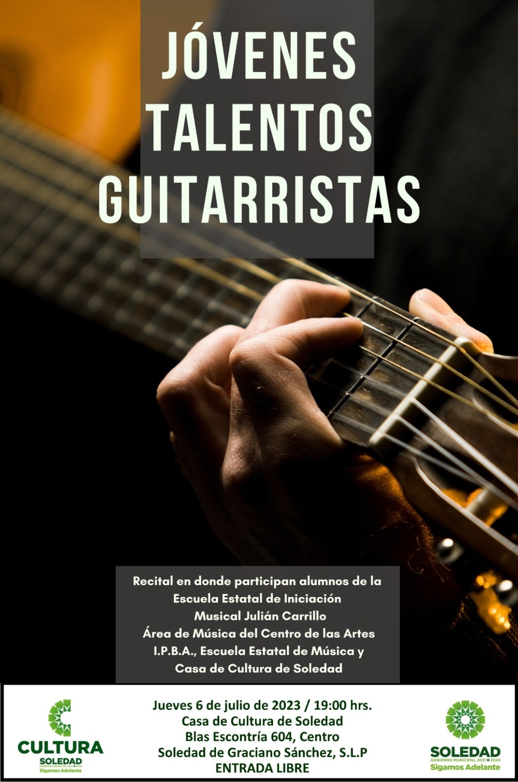 JÓVENES GUITARRISTAS OFRECERÁN RECITAL EN LA CASA DE LA CULTURA DE SOLEDAD