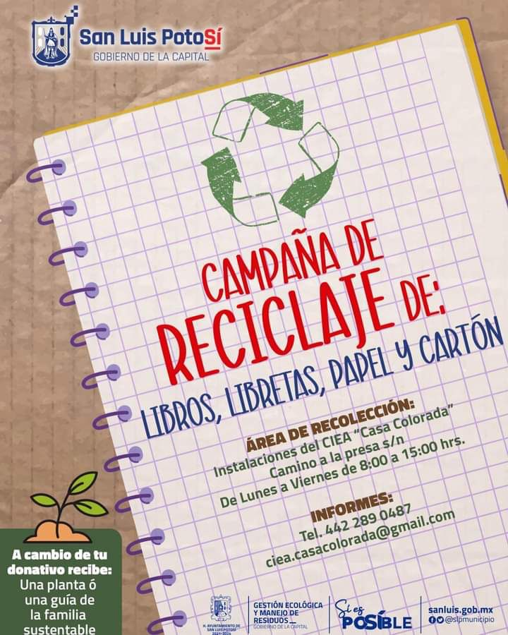 Como parte de “Pulmones Urbanos, un potosino, un árbol”, Gobierno de la Capital arranca campaña de&nbsp;reciclaje