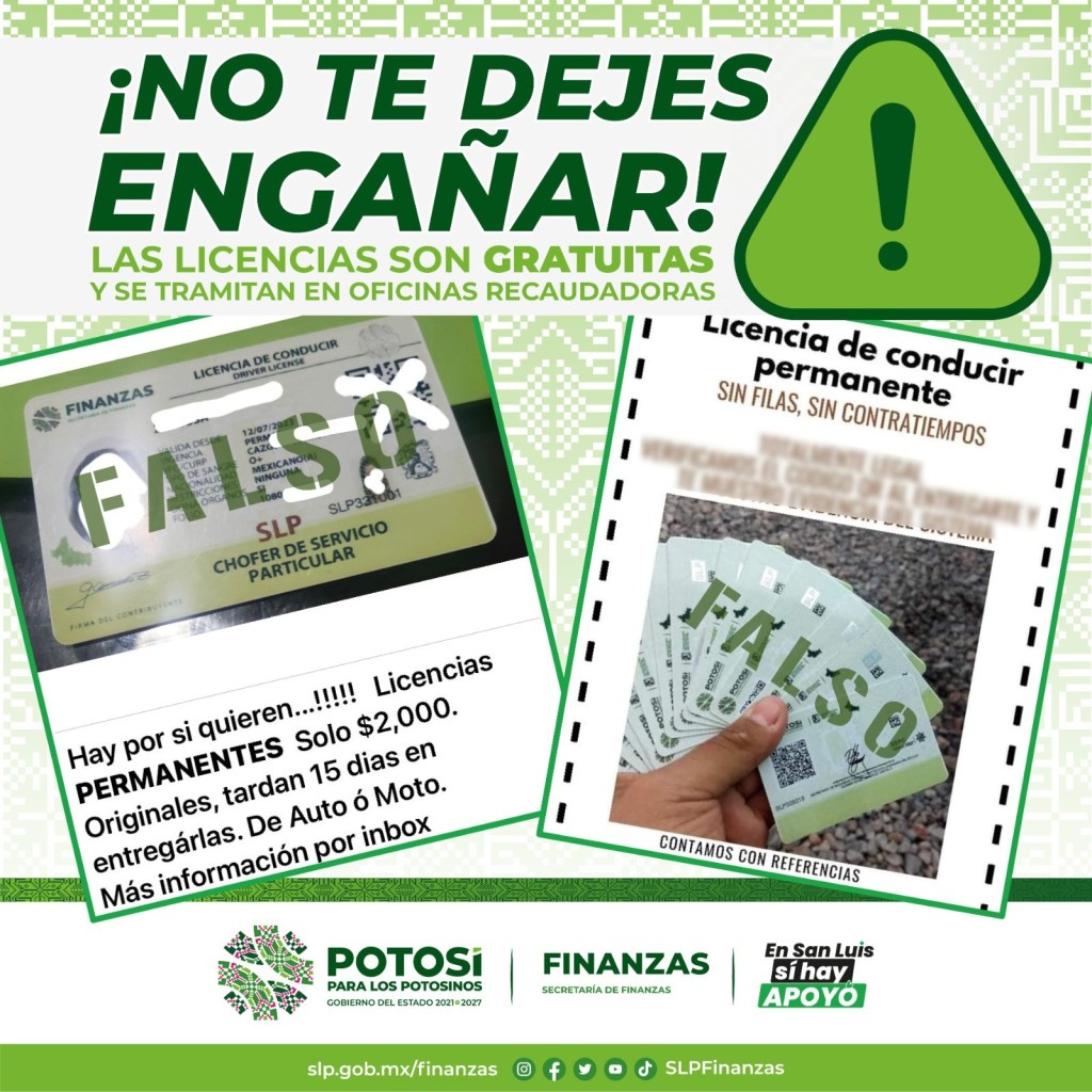 SEFIN ALERTA SOBRE VENTA DE LICENCIAS DE CONDUCIR&nbsp;FALSAS