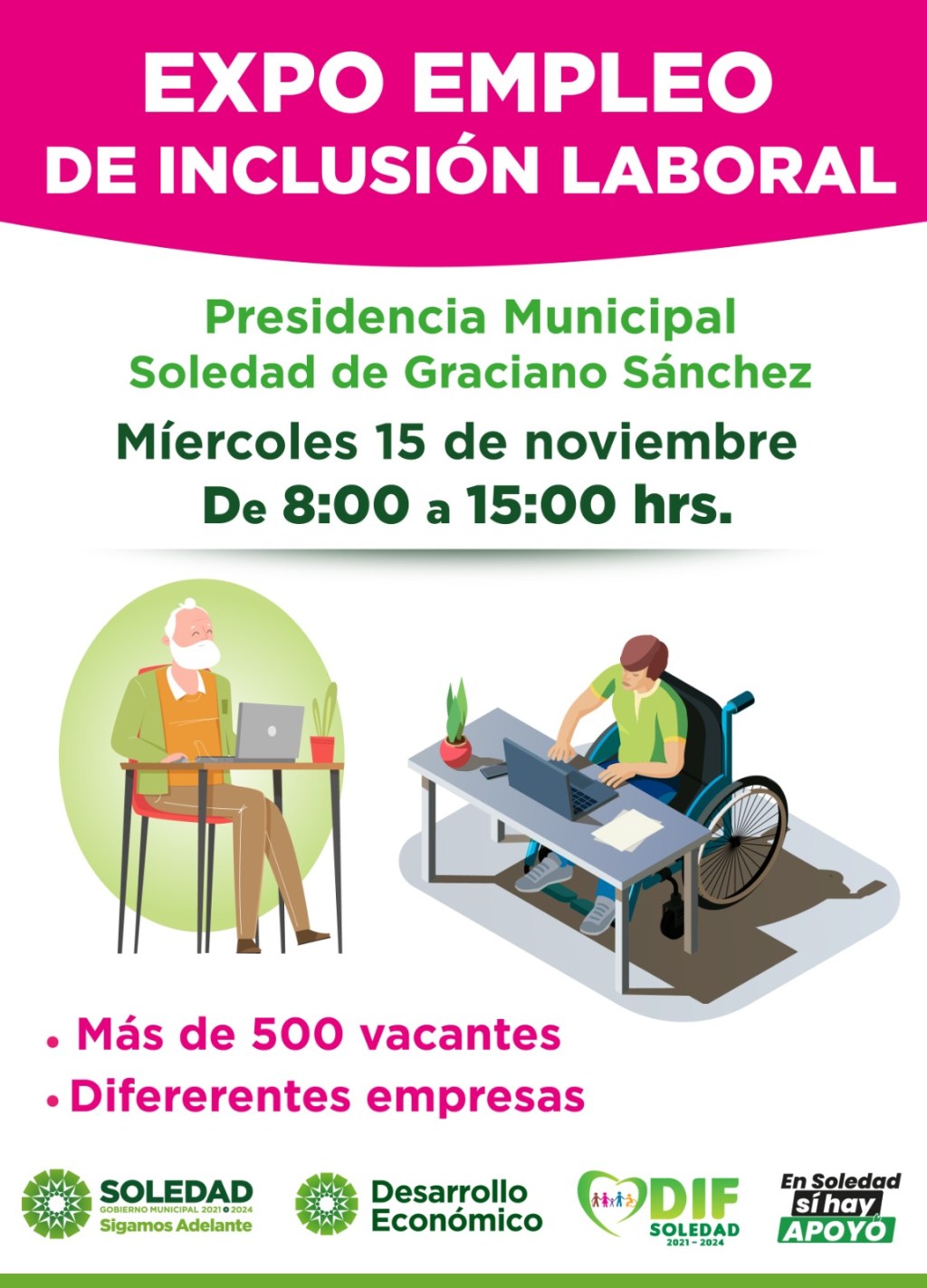 ¡ESTE MIÉRCOLES, EXPO LABORAL INCLUSIVA EN SOLEDAD DE G.&nbsp;S.!