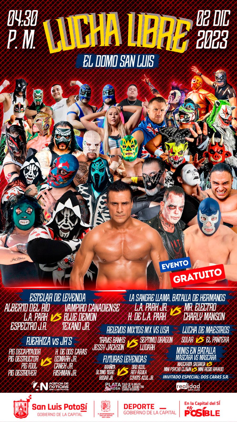 Gobierno de la Capital realizará otra magna función gratuita de lucha, con Alberto el Patrón, Blue Demon Jr y Vampiro&nbsp;Canadiense