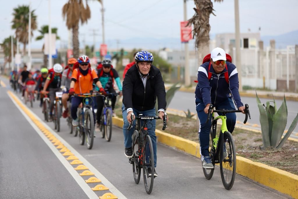 Con rodada, Alcalde Enrique Galindo inaugura ciclovía en la Delegación La&nbsp;Pila