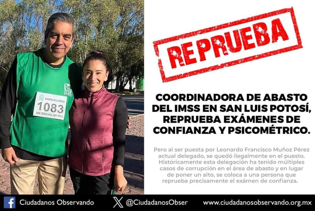 CORDINADORA DE ABASTO DE MEDICAMENTOS DEL IMSS REPROBÓ EXAMENES DE&nbsp;CONFIANZA.