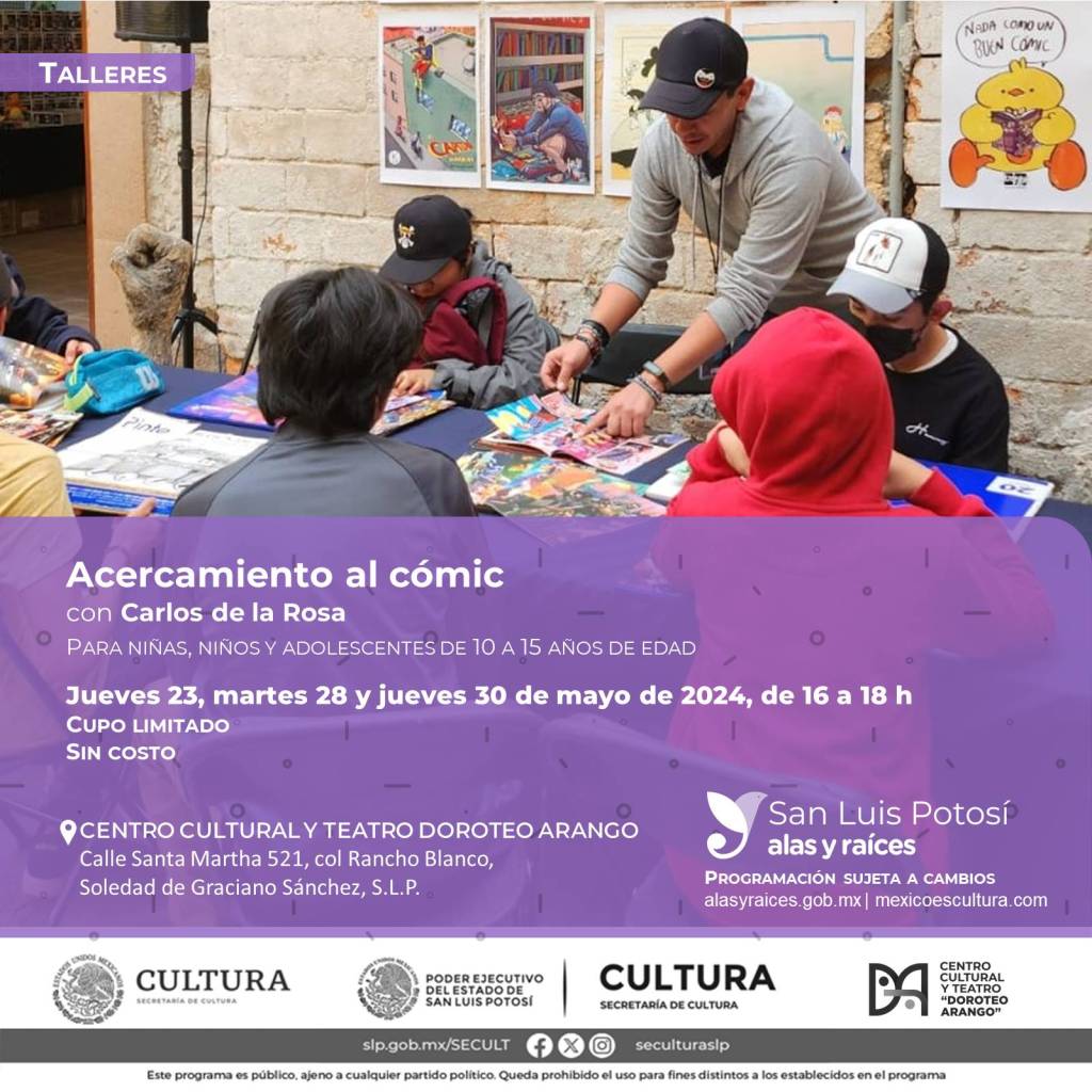 CULTURA DE SOLEDAD INVITA A NIÑAS, NIÑOS Y JÓVENES A TALLER DE CÓMIC&nbsp;GRATUITO