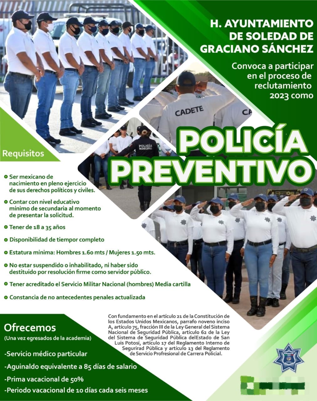 SE FORTALECE CONVOCATORIA PARA RECLUTAMIENTO DE NUEVOS POLICÍAS EN SOLEDAD DE G.&nbsp;S.