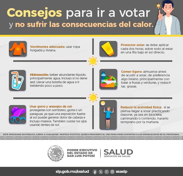 EMITEN MEDIDAS PARA HACER FRENTE AL CALOR EL DÍA DE LAS&nbsp;ELECCIONES