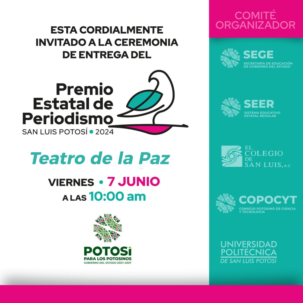 GOBERNADOR RICARDO GALLARDO CARDONA ENTREGA ESTE VIERNES PREMIO ESTATAL DE PERIODISMO• La ceremonia se efectuará a las 10:30 en el Teatro de la&nbsp;Paz