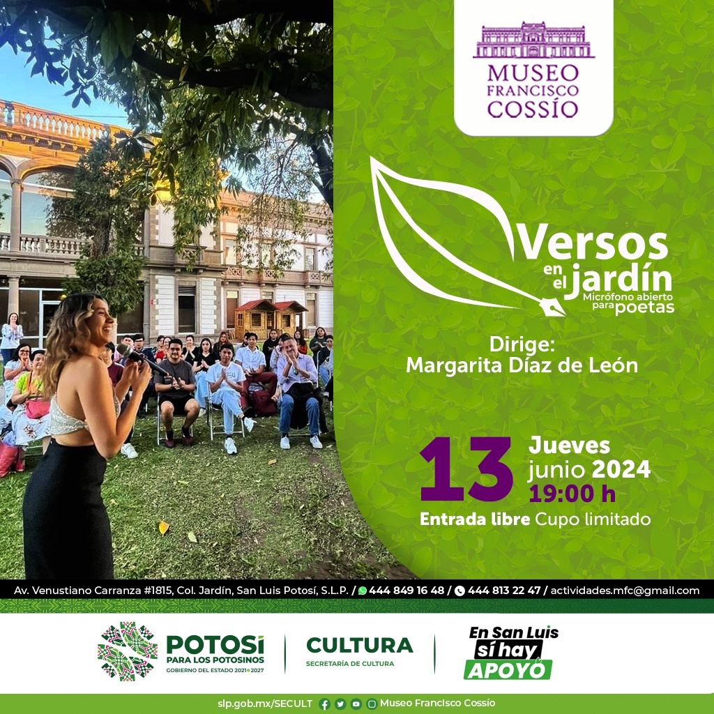 VERSOS EN EL JARDÍN, MICRÓFONO ABIERTO PARA POETAS EN EL COSSÍO