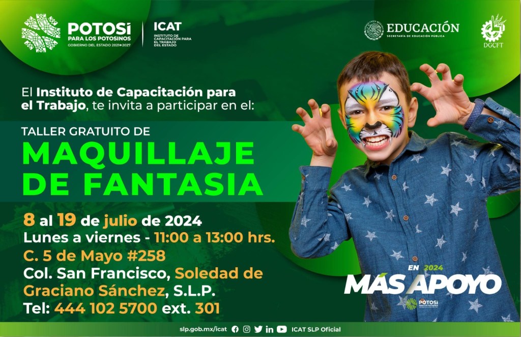 ICAT INVITA A PARTICIPAR EN TALLER DE MAQUILLAJE FANTASÍA