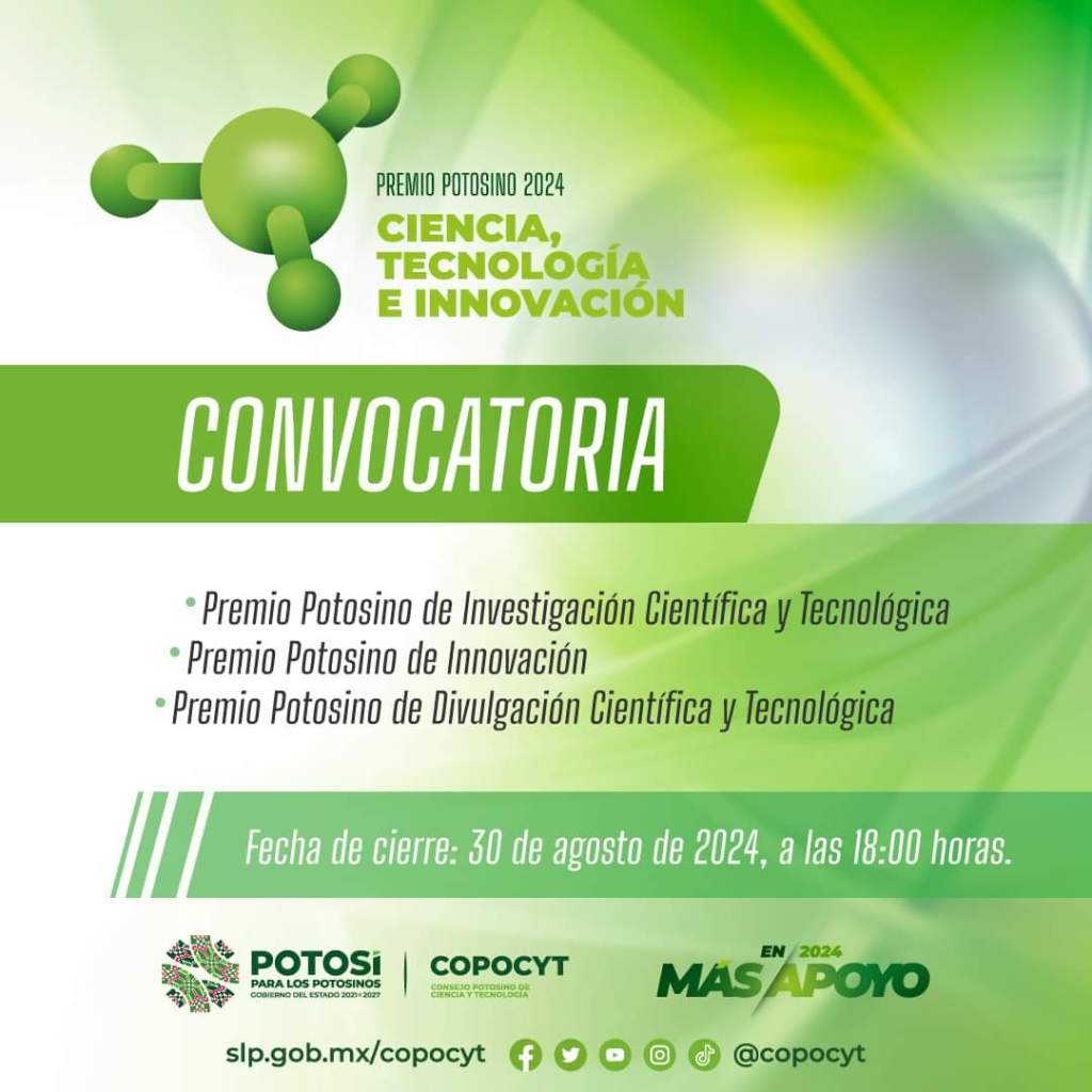 CONVOCAN AL PREMIO POTOSINO DE CIENCIA, TECNOLOGÍA E INNOVACIÓN&nbsp;2024