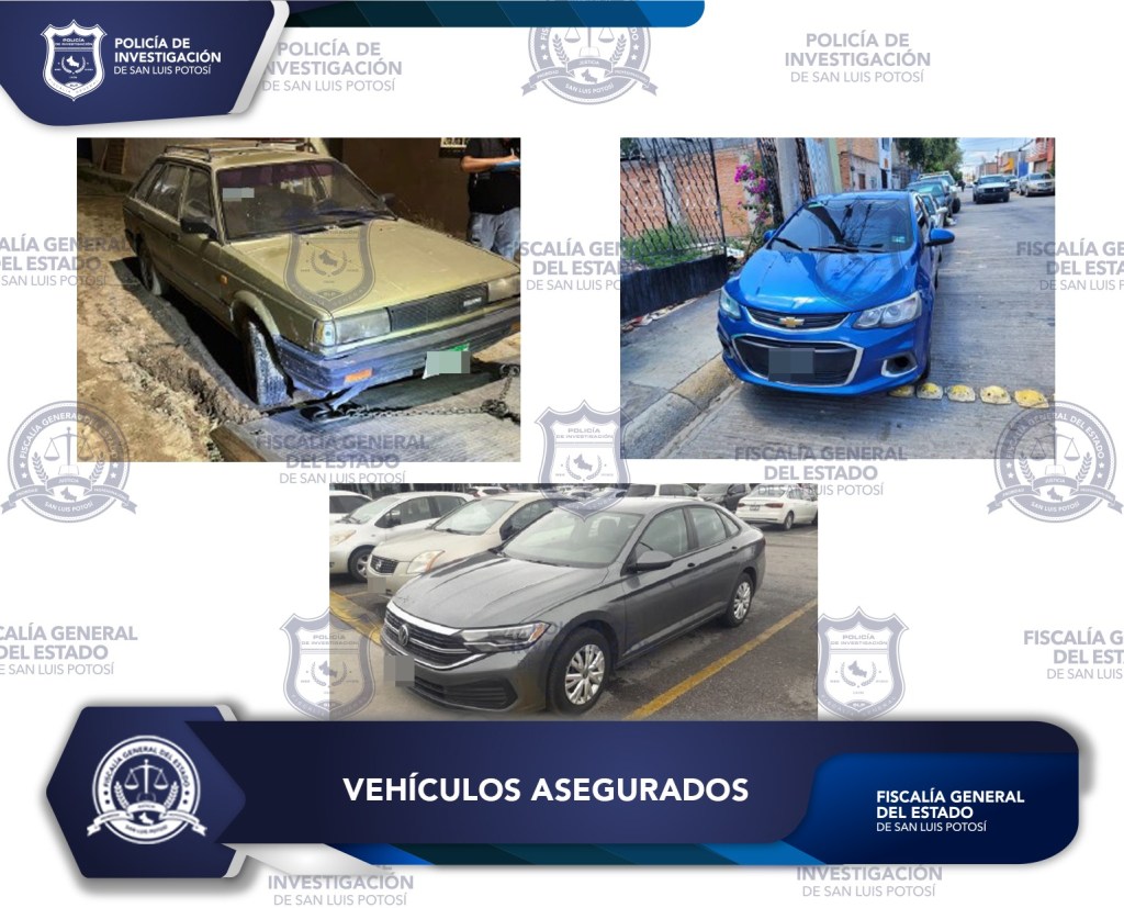 FISCALÍA POTOSINA ASEGURA EN LA CAPITAL TRES VEHÍCULOS CON REPORTE DE&nbsp;ROBO