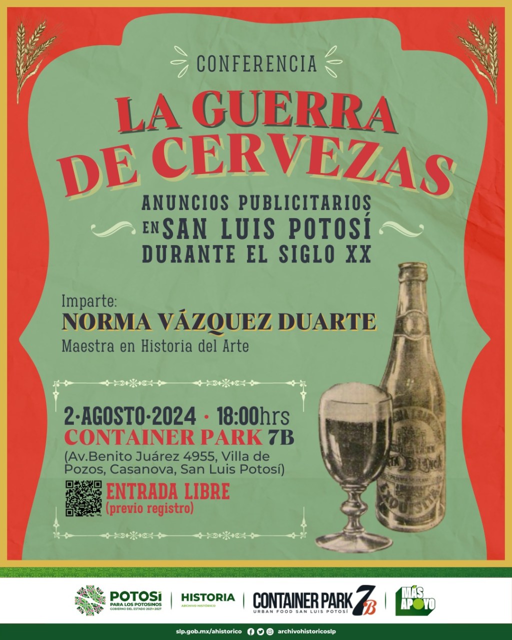 GOBIERNO ESTATAL IMPARTIRÁ CONFERENCIA SOBRE LA HISTORIA PUBLICITARIA CERVECERA EN&nbsp;SLP