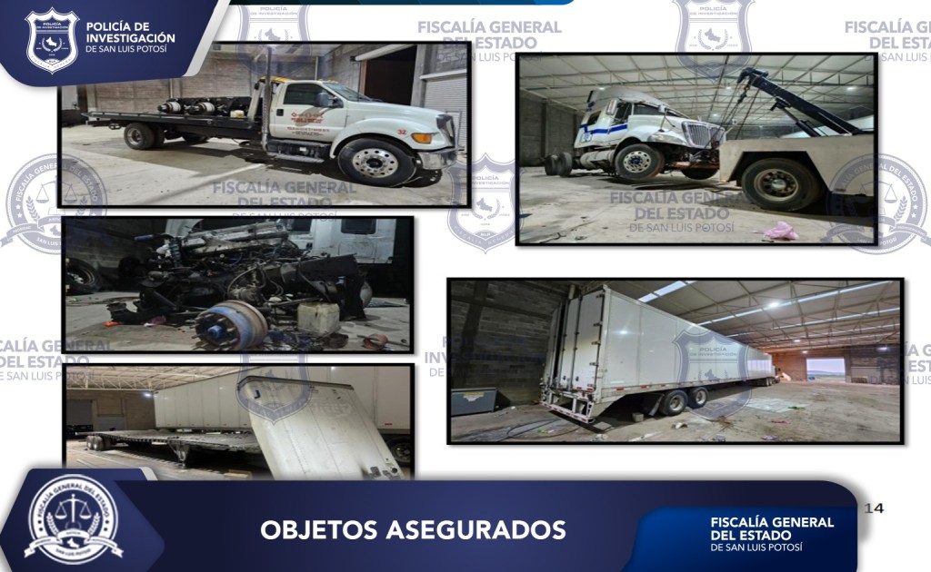 FISCALÍA DE SLP RECUPERA 13 UNIDADES DE CARGA PESADA ROBADAS CERCA DEL LIBRAMIENTO&nbsp;ORIENTE