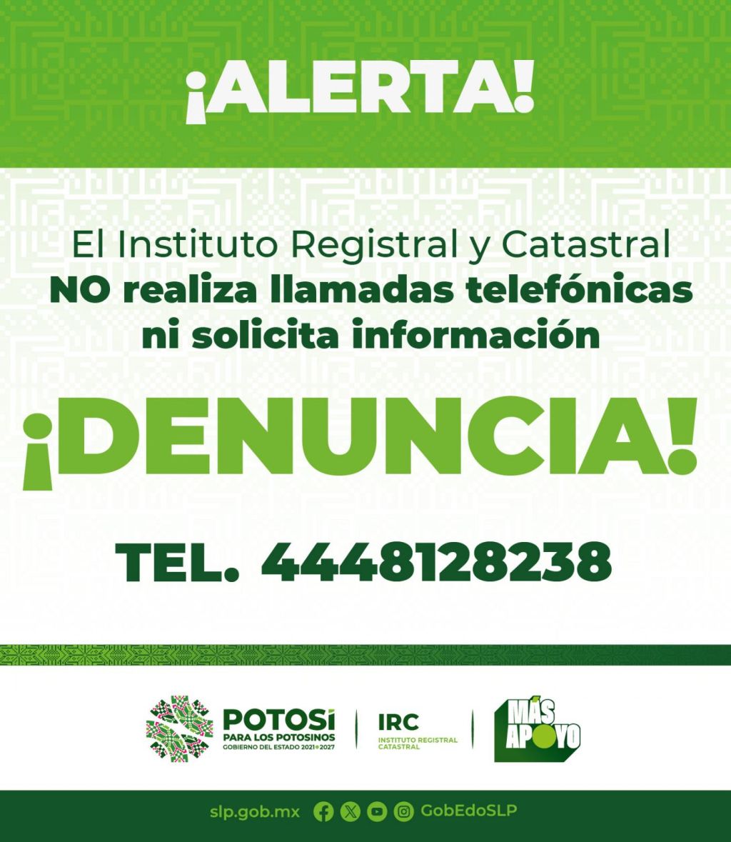 INSTITUTO REGISTRAL Y CATASTRAL ALERTA SOBRE LLAMADAS&nbsp;FALSAS