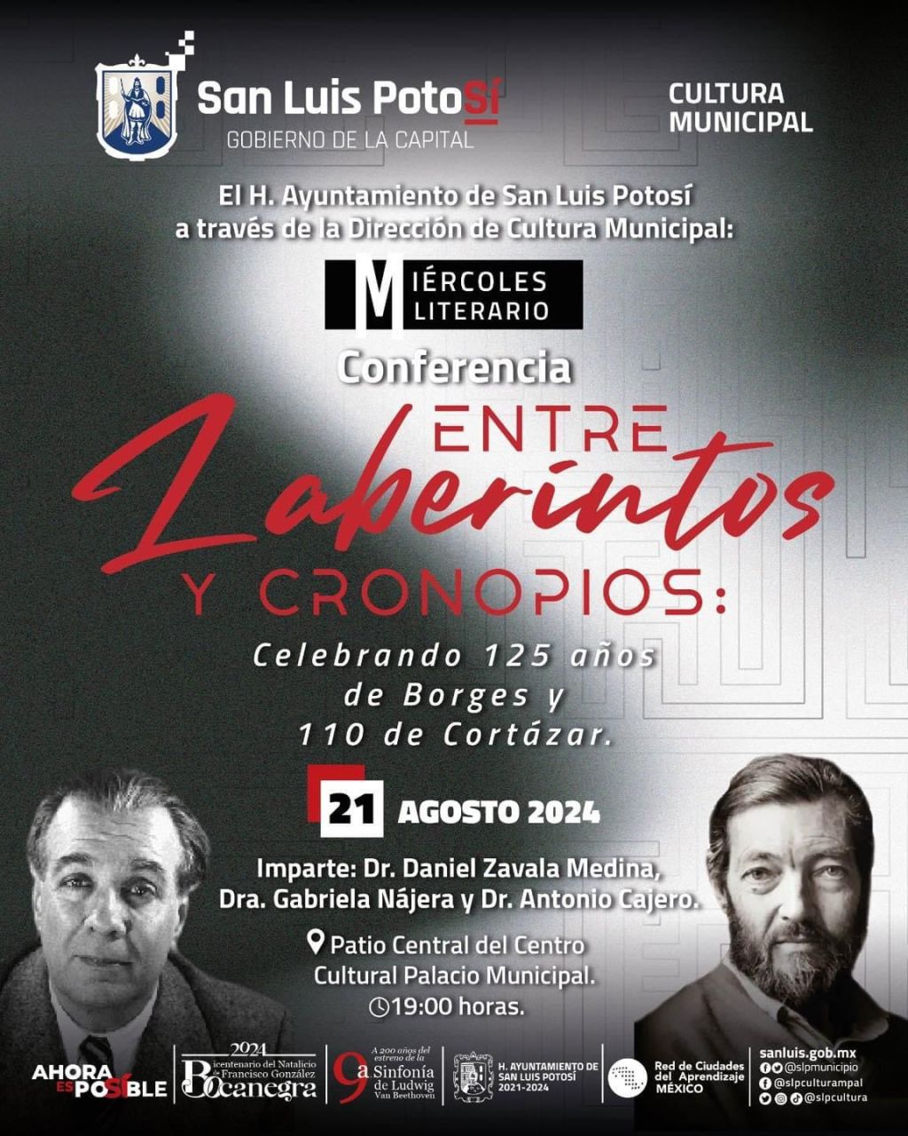 Este Miércoles Literario, Cultura Municipal hace reconocimiento póstumo a Jorge Luis Borges y Julio&nbsp;Cortázar