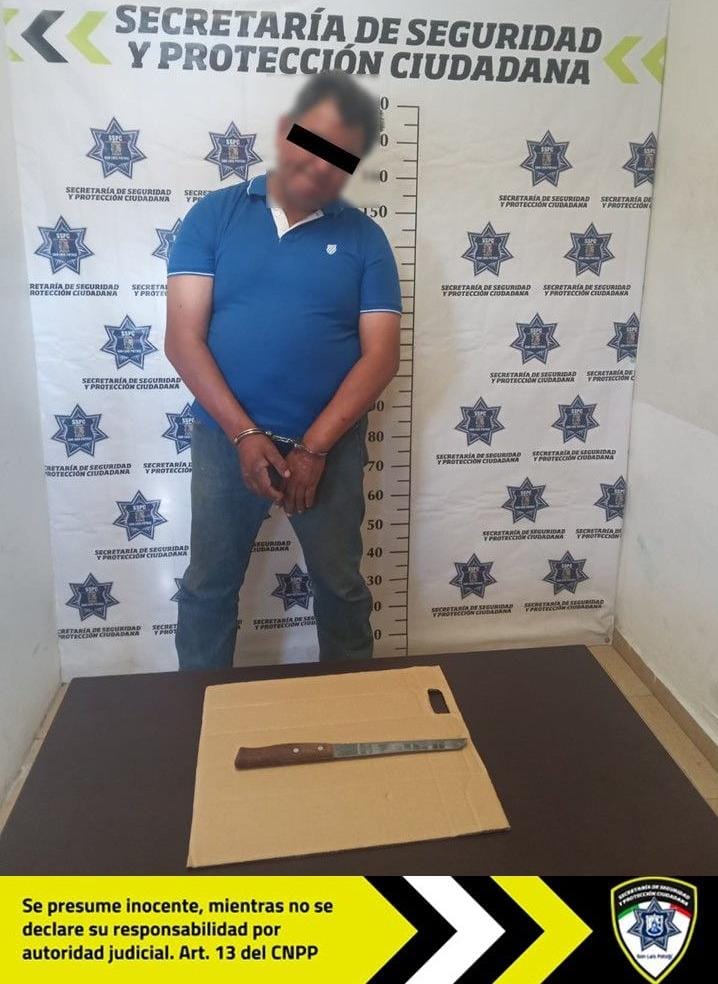 Guardia Municipal atiende reporte de violencia familiar en la colonia Prados que derivó en la detención de un hombre que portaba un cuchillo de 18 centímetros de hoja&nbsp;metálica