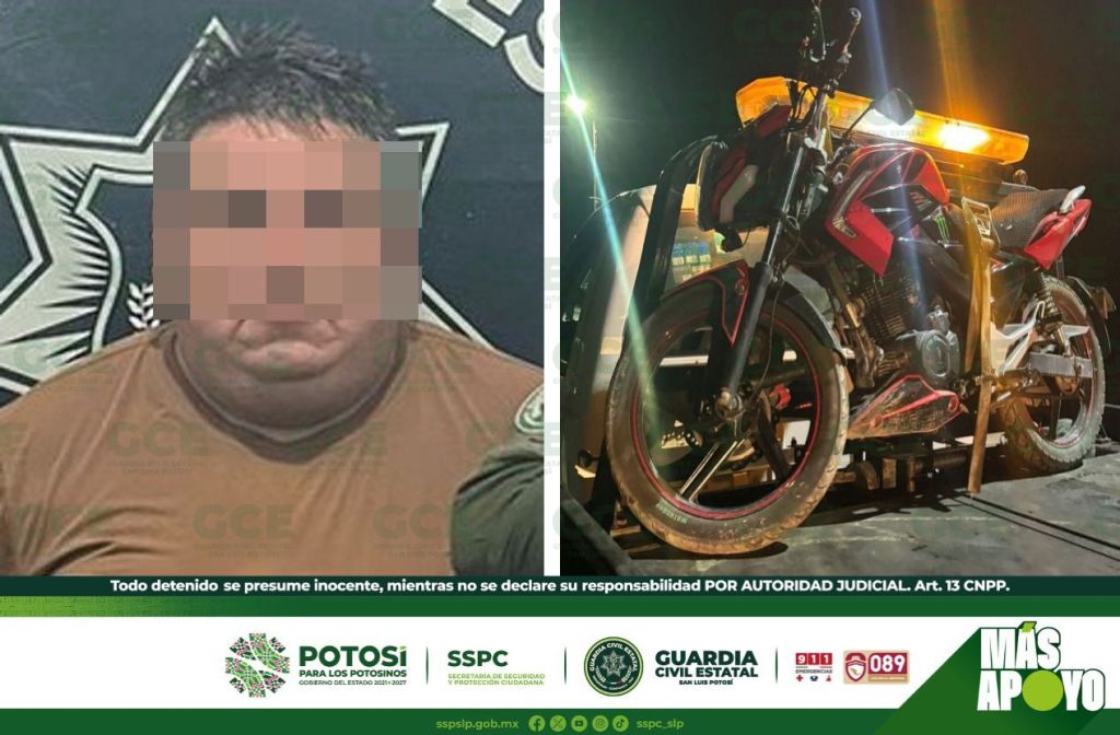 MOTOCICLISTA ES DETENIDO POR GUARDIA CIVIL ESTATAL, TRAS MANEJO TEMERARIO Y&nbsp;LESIONES