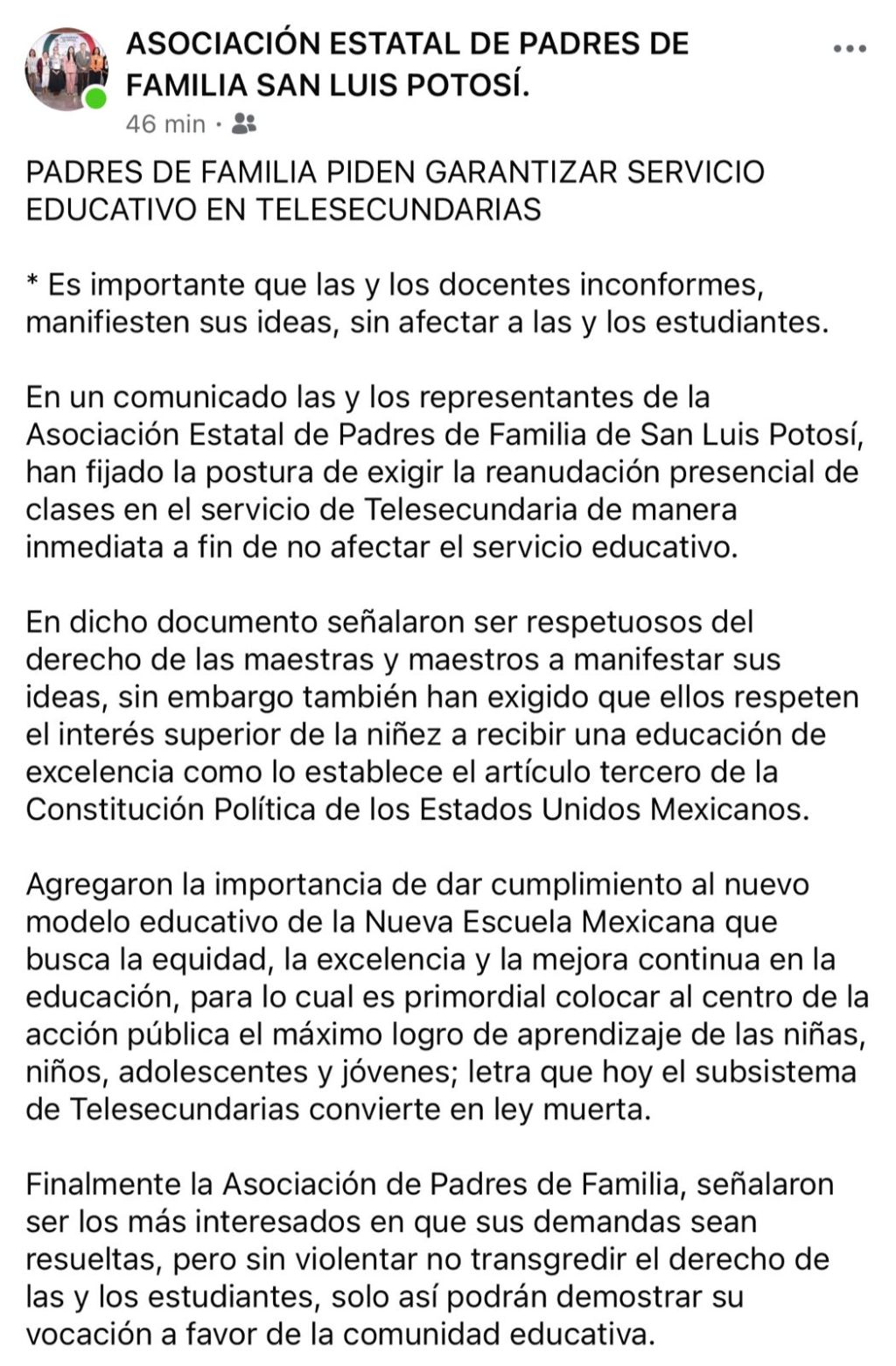 PADRES DE FAMILIA PIDEN GARANTIZAR SERVICIO EDUCATIVO EN TELESECUNDARIAS