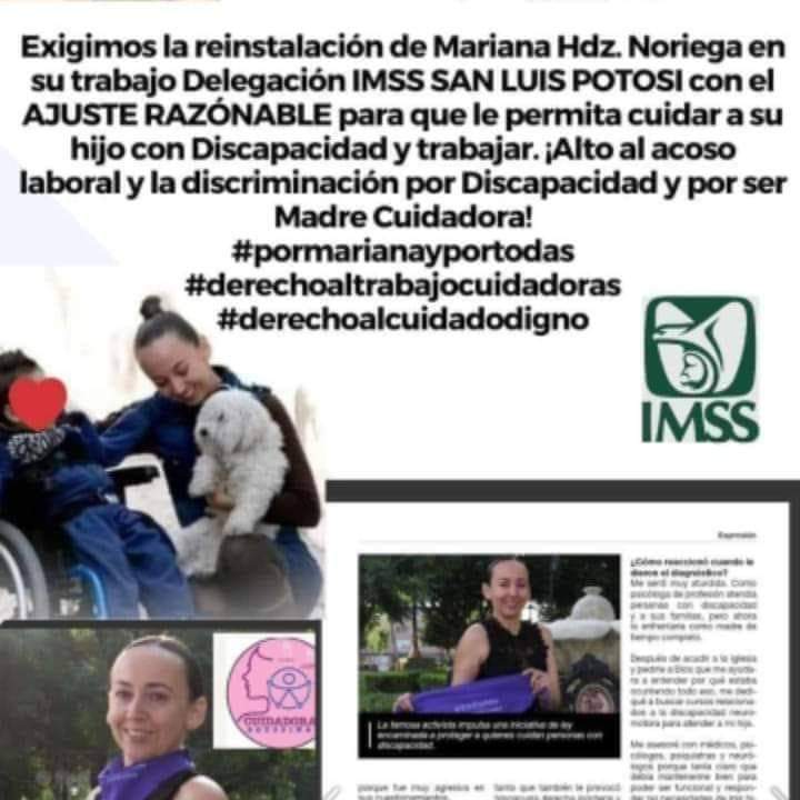 IMSS REINSTALA A CUIDADORA POTOSINA PERO NO CUMPLE CON AJUSTE&nbsp;RAZONABLE