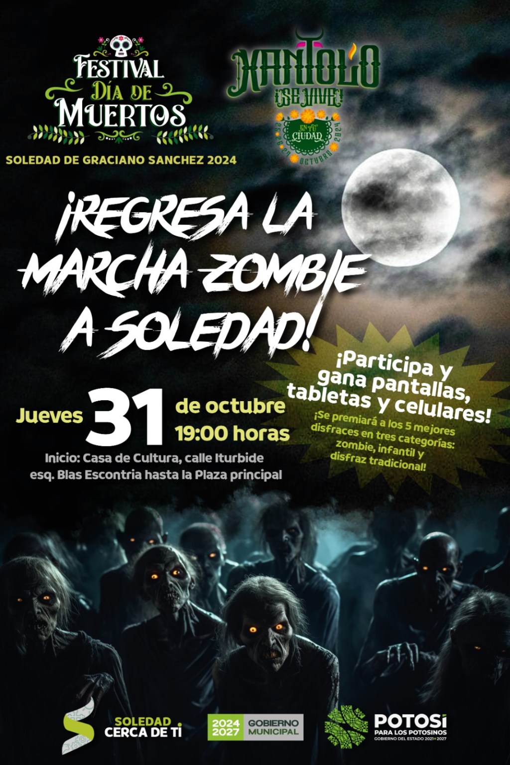REGRESA LA MARCHA ZOMBIE A SOLEDAD, CON ATRACTIVOS PREMIOS A LOS MEJORES&nbsp;DISFRACES