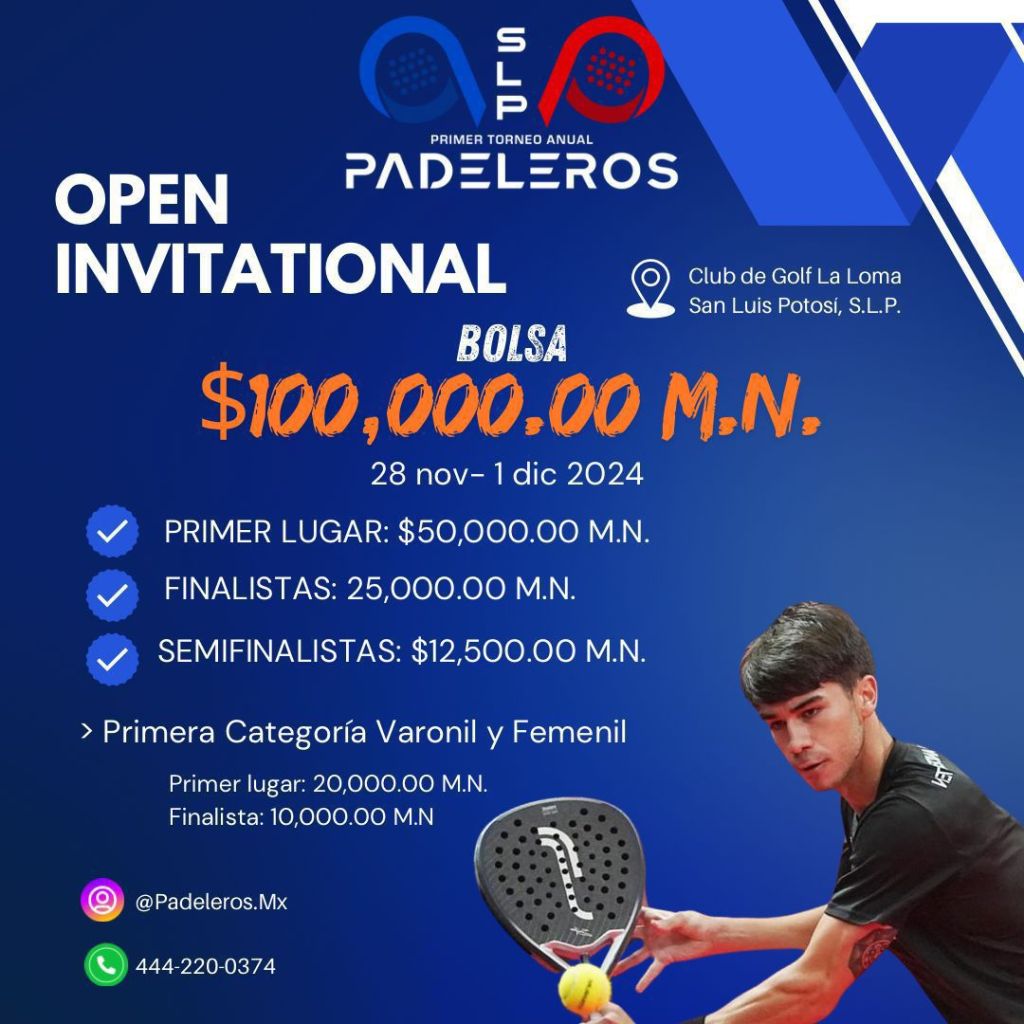 San Luis Capital, sede del pádel en México con el “Primer Torneo Anual de Padeleros&nbsp;2024”