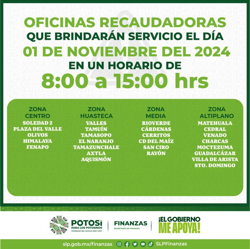 RECAUDADORAS OPERARÁN DURANTE CELEBRACIONES POR DÍA DE&nbsp;MUERTOS