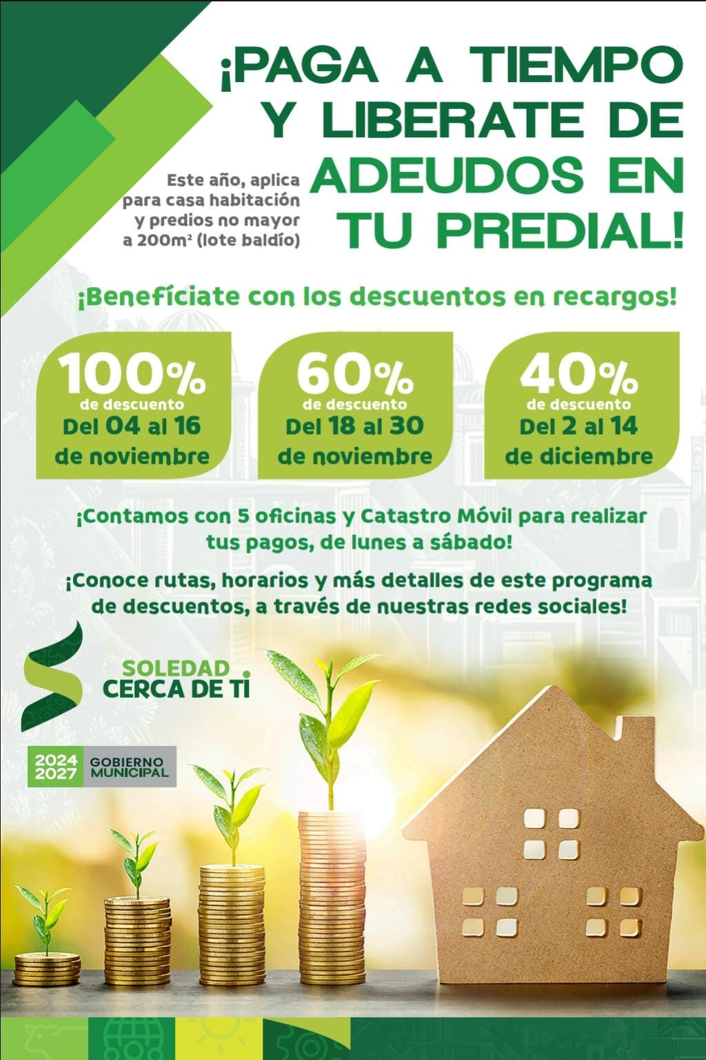 CABILDO DE SOLEDAD APRUEBA PROGRAMA DE DESCUENTOS DE HASTA EL 100% EN RECARGOS DEL IMPUESTO&nbsp;PREDIAL