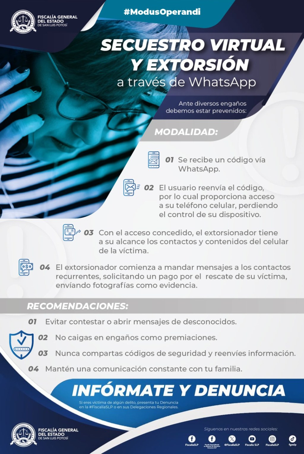 FGESLP LLAMA A LA POBLACIÓN A PREVENIR SECUESTRO VIRTUAL Y&nbsp;EXTORSIÓN