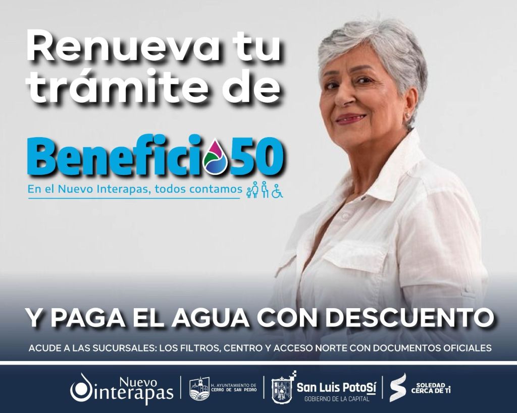Interapas invita a adultos mayores y personas con discapacidad a renovar su descuento en el pago del&nbsp;agua
