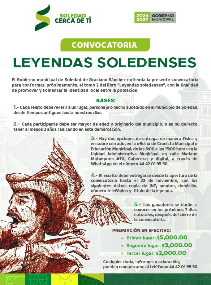 CONTINÚA ABIERTA CONVOCATORIA A CONCURSO DE LEYENDAS SOLEDENSES, CON PREMIOS EN EFECTIVO: AYTO DE&nbsp;SOLEDAD