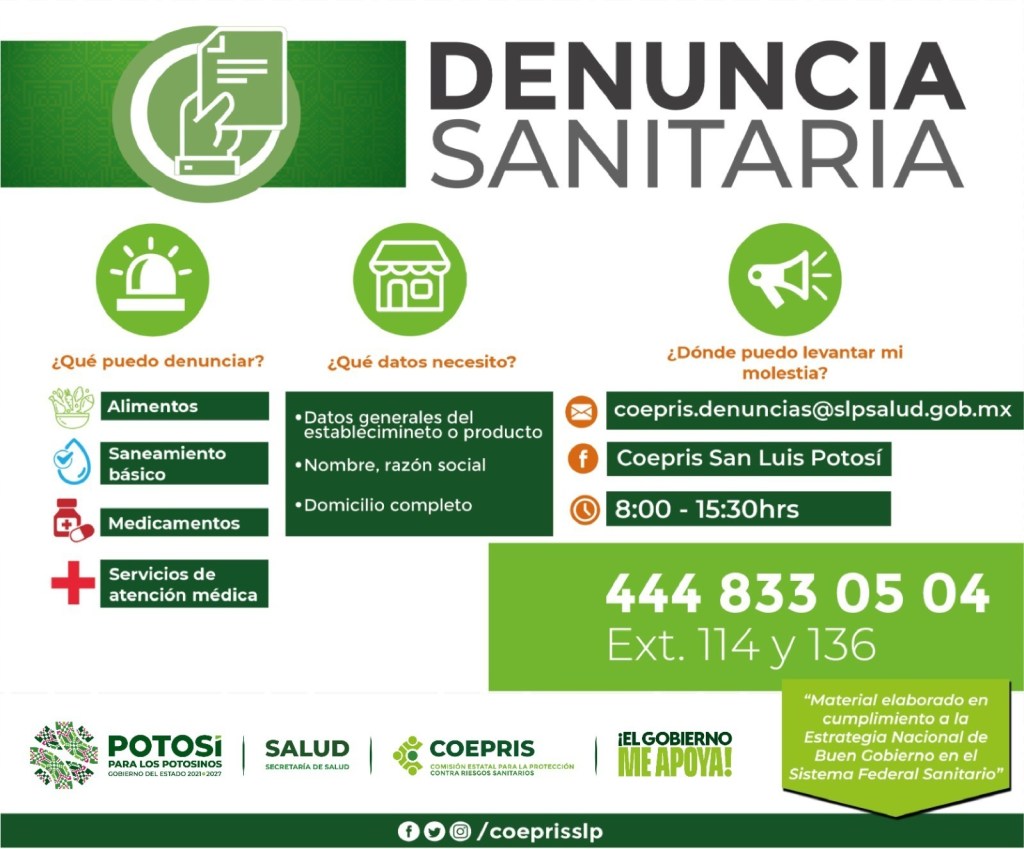 GOBIERNO DEL ESTADO PROTEGE A LAS Y LOS POTOSINOS DE RIESGOS&nbsp;SANITARIOS