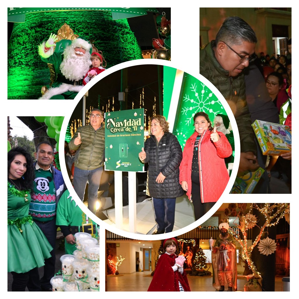 ALCALDE JUAN MANUEL NAVARRO  ENCIENDE ÁRBOL MONUMENTAL Y DECORACIÓN EN SOLEDAD DE GRACIANO&nbsp;SÁNCHEZ