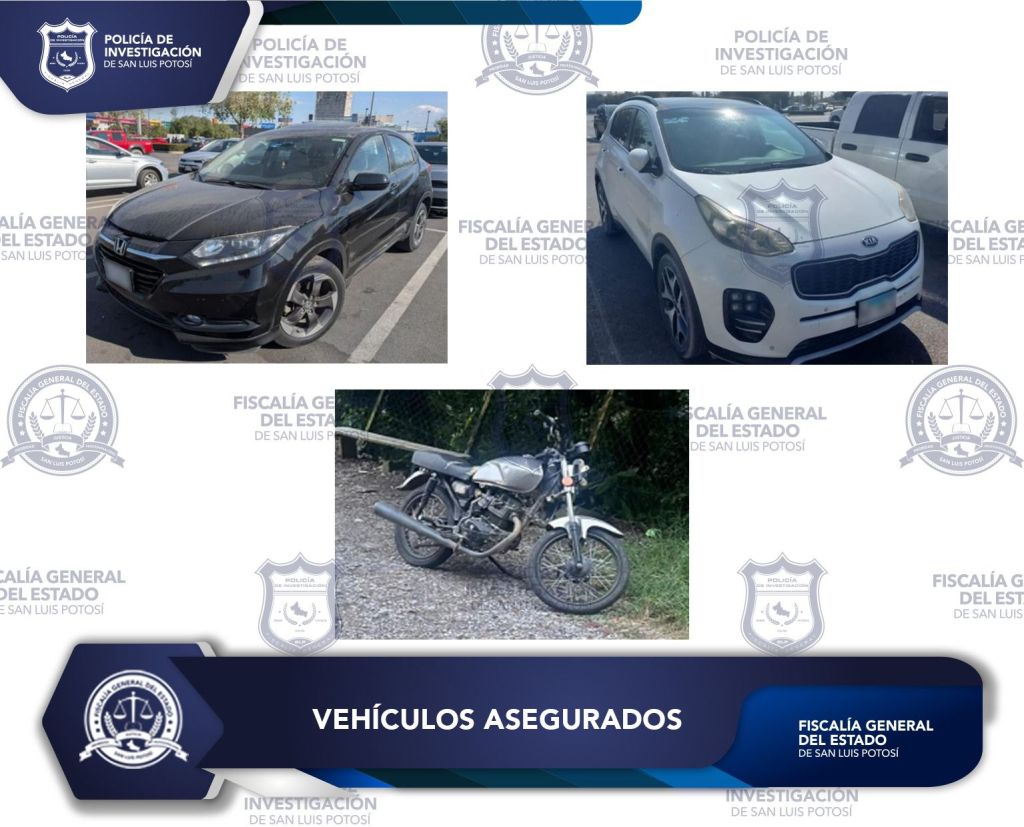 POLICÍA DE INVESTIGACIÓN ASEGURA DOS CAMIONETAS Y UNA MOTOCICLETA