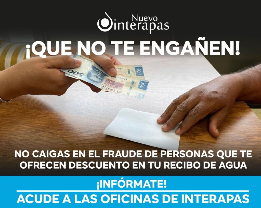 Interapas alerta sobre falsos gestores que ofrecen descuentos en deudas de agua por temporada&nbsp;decembrina