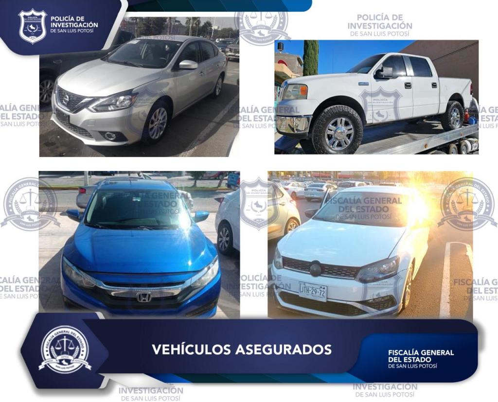 POLICÍA INVESTIGADORA ASEGURA CUATRO VEHÍCULOS EN LA ZONA METROPOLITANA