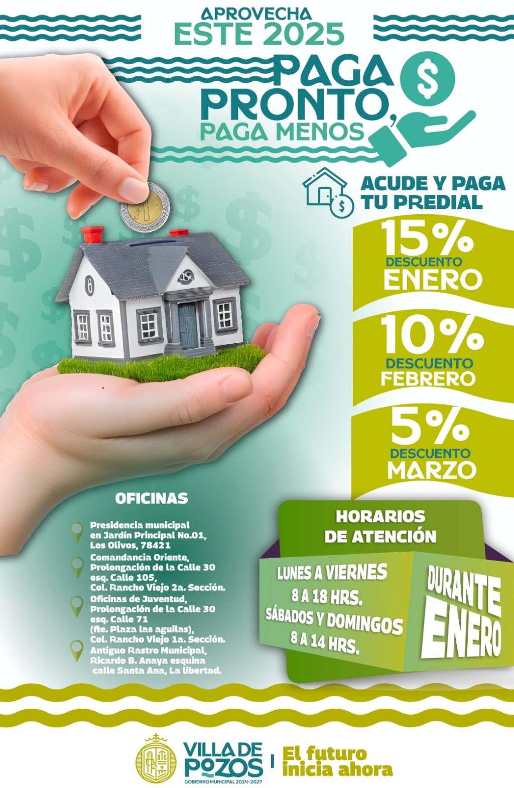 AMPLÍAN VILLA DE POZOS DÍAS DE ATENCIÓN PARA PAGO DE&nbsp;PREDIAL