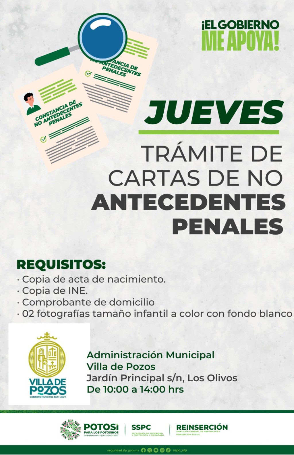 ABRIRÁ VILLA DE POZOS MÓDULO PARA EXPEDICIÓN DE CARTAS DE ANTECEDENTES NO&nbsp;PENALES