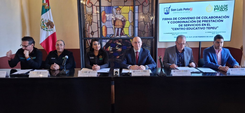 AYUNTAMIENTOS DE SLP Y VILLA DE POZOS FIRMAN ACUERDO DE COLABORACION PARA LA PRESTACION DE SERVICIOS EN CENTRO EDUCATIVO&nbsp;TEPEU.