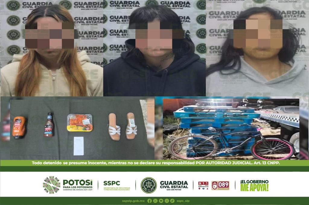 TRES MUJERES SON DETENIDAS POR GUARDIA CIVIL ESTATAL, EN DIFERENTES HECHOS, POR PROBABLE&nbsp;ROB0