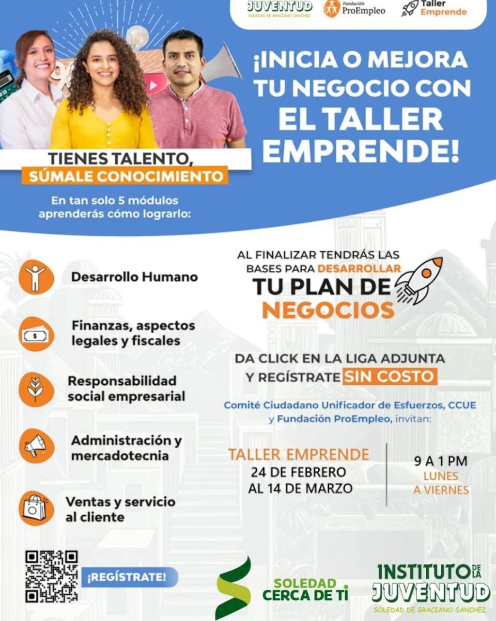 EN APOYO AL EMPRENDEDURISMO JUVENIL, MUNICIPIO DE SOLEDAD OFRECERÁ TALLER SOBRE CONSOLIDACIÓN DE&nbsp;NEGOCIOS