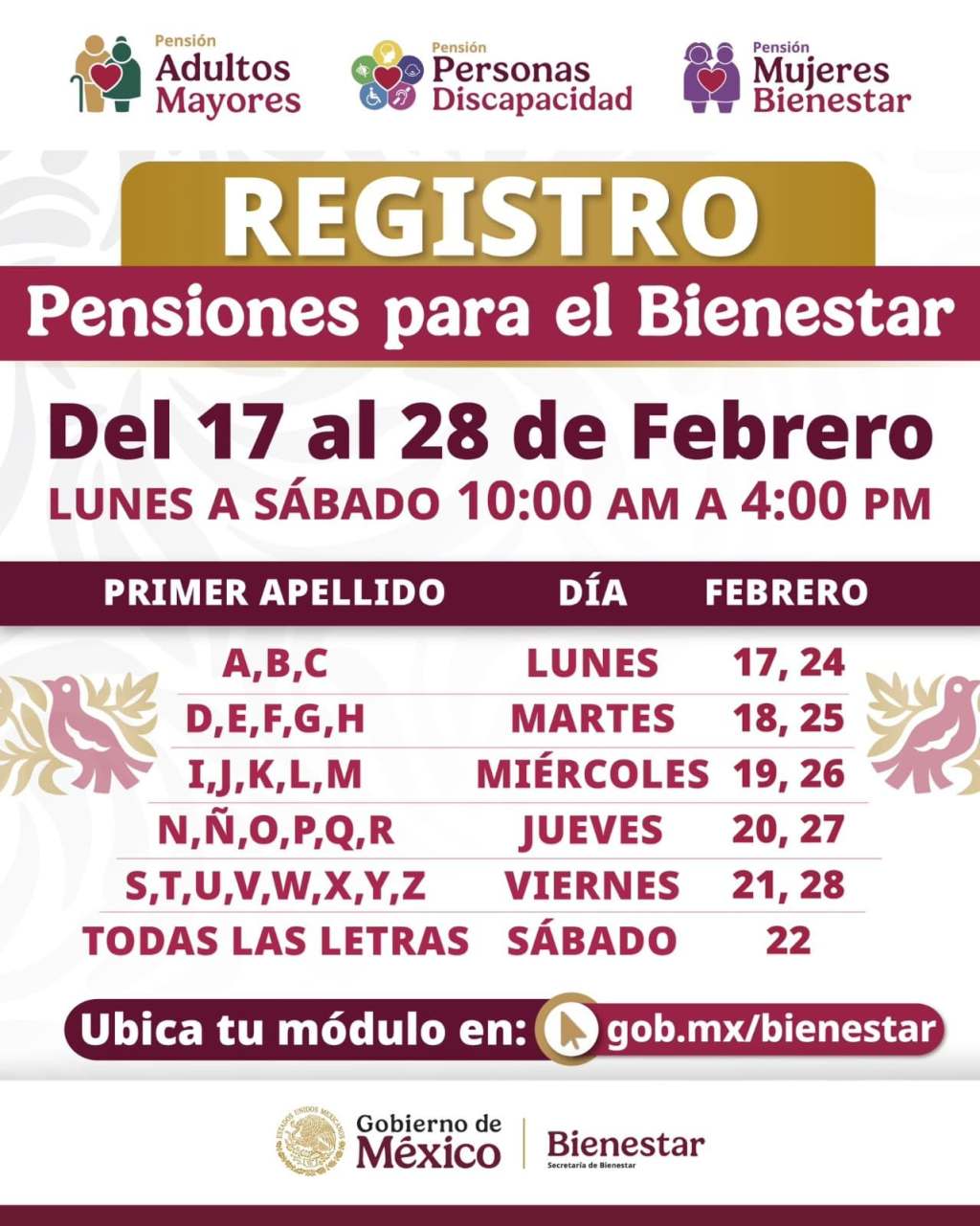 GOBIERNO DE MÉXICO INICIA PERIODO DE REGISTRO PARA PENSIONES&nbsp;BIENESTAR