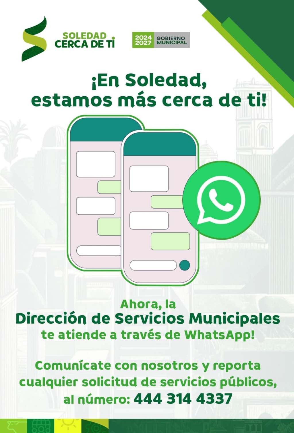 AYUNTAMIENTO DE SOLEDAD ACTIVA LÍNEA DE WHATSAPP PARA ATENCIÓN DE SERVICIOS&nbsp;PÚBLICOS