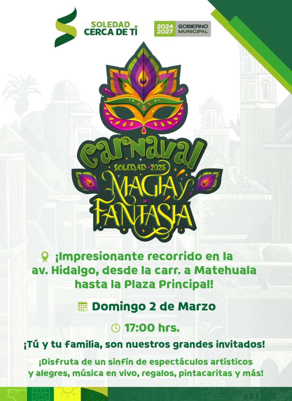 ESTE DOMINGO, EL CARNAVAL 2025 SOLEDAD EVOCARÁ A LA MAGIA Y LA FANTASÍA EN CALLES&nbsp;PRINCIPALES