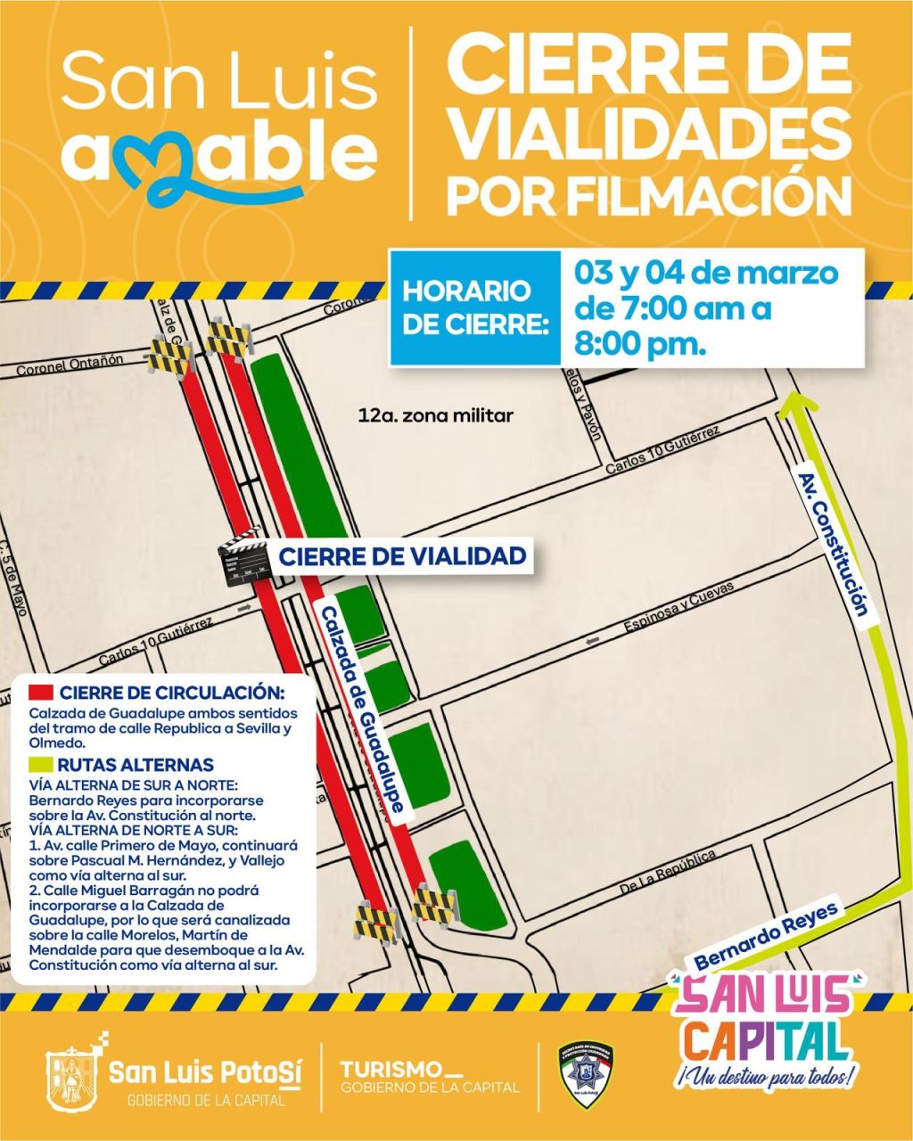 Este martes 4 de marzo se realizarán filmaciones en la Calzada de&nbsp;Guadalupe