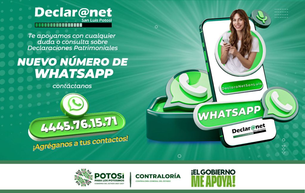 GOBIERNO ESTATAL HABILITA NUEVO WHATSAPP PARA FACILITAR DECLARACIONES