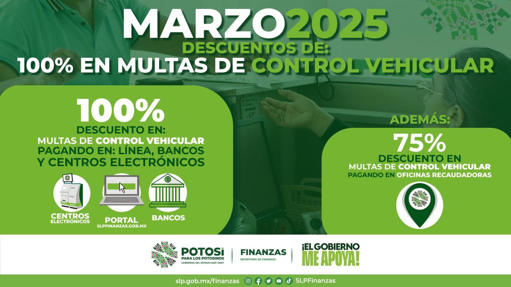 SEFIN ANUNCIA DESCUENTOS EN MULTAS DE CONTROL VEHICULAR DURANTE MARZO