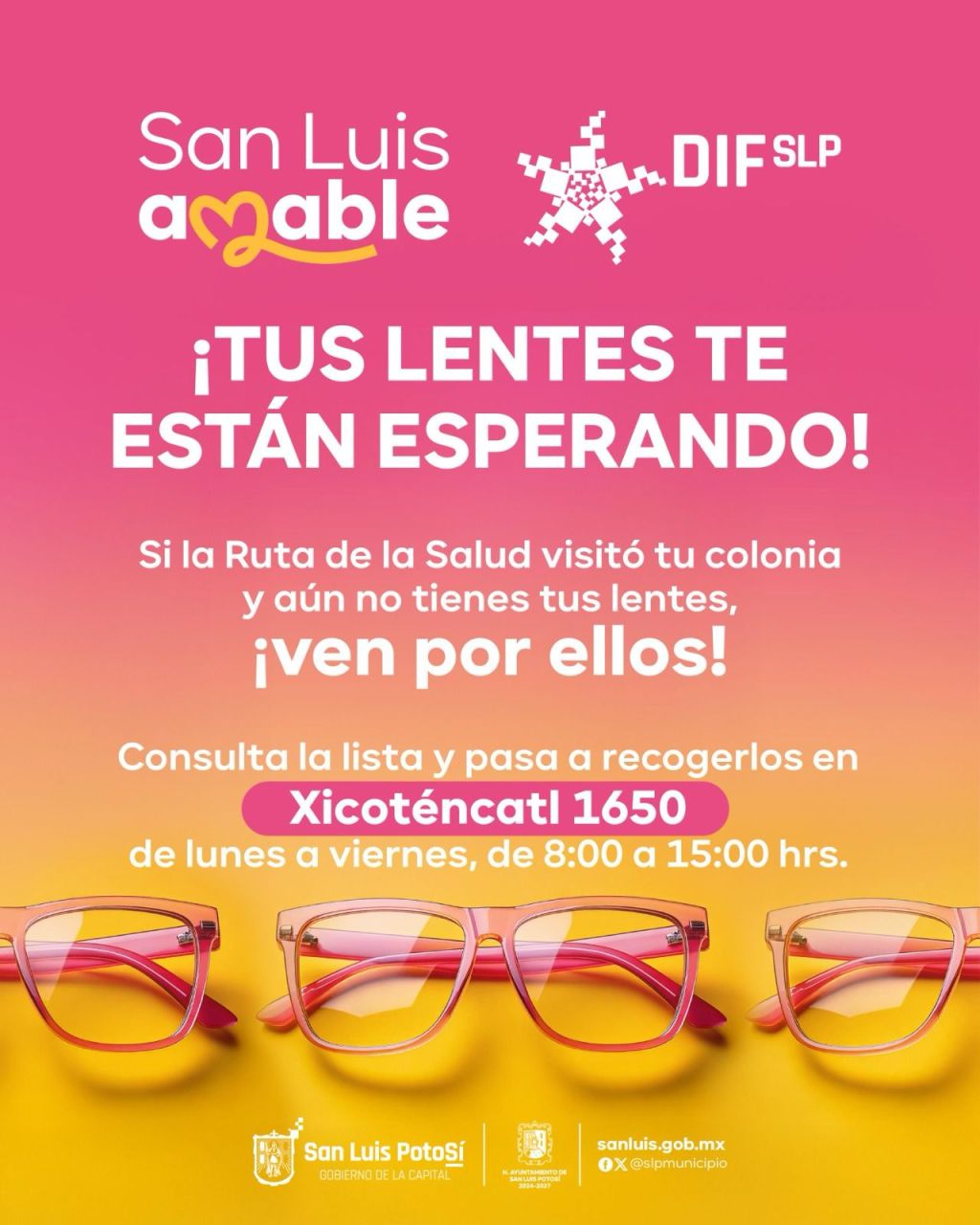 DIF Municipal hace un llamado a beneficiarios de la “Ruta de la salud” a recoger sus lentes&nbsp;graduados