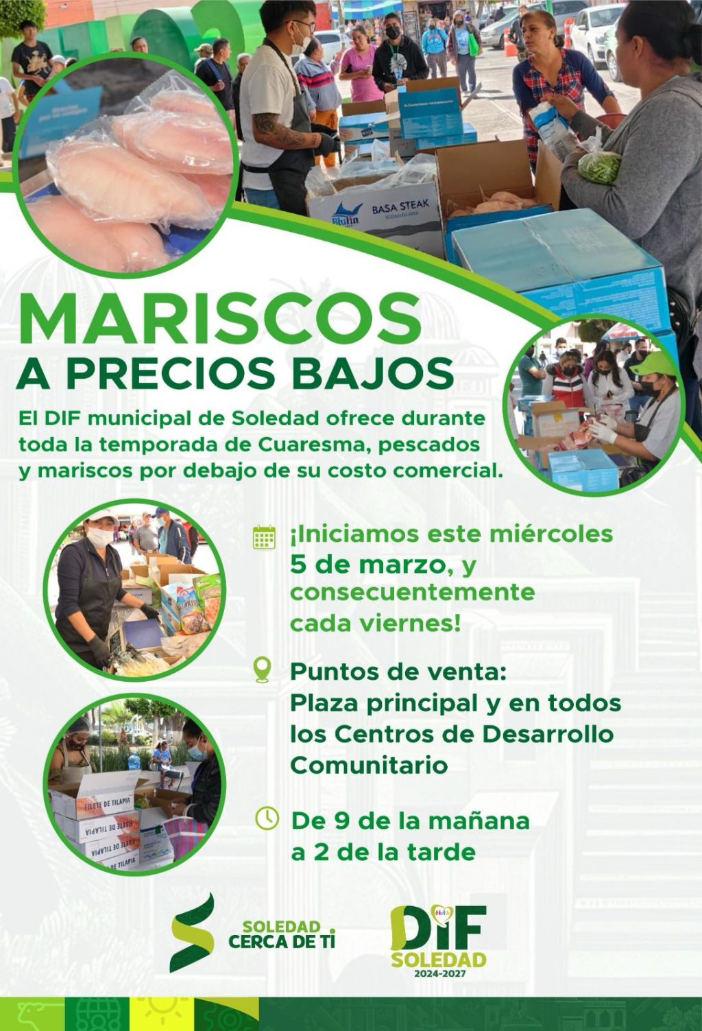 ESTE MIÉRCOLES INICIA LA VENTA DE PESCADOS Y MARISCOS A PRECIOS BAJOS EN&nbsp;SOLEDAD