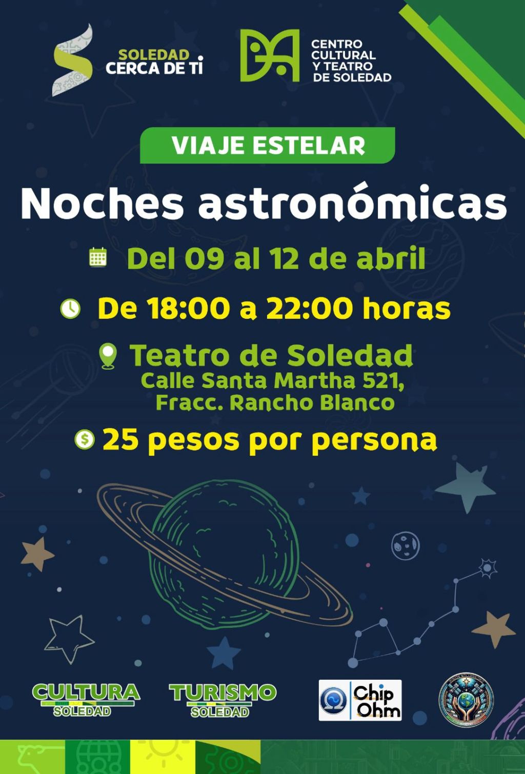 ESTE MIÉRCOLES, INICIAN LAS NOCHES ASTRONÓMICAS EN SOLEDAD DE GRACIANO&nbsp;SÁNCHEZ